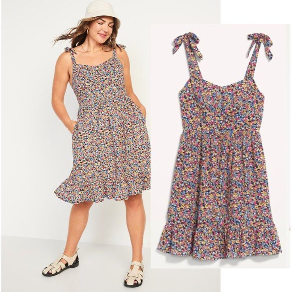 Old Navy PLUS SIZE 3X Tie-Shoulder Fit & Flare Floral Cami Mini‎ Dress NWT